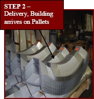 Delivery, Building arrives on Pallets